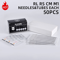 Tattoo Needles Cartridges Set 50Pcs Profeesional Tattoo Needles and Tubes Tips Mixed Assorted Sterilize Tattoo Needles