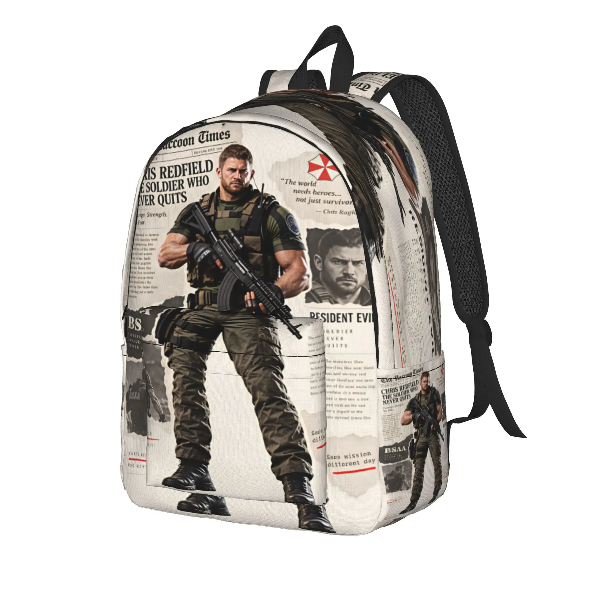 Chris Redfield Resident Evil Backpack  Cute Backpacks Student Daily Pattern School Bags Design Rucksack