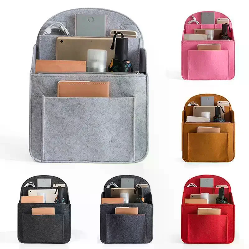 Felt Backpack Organizer Insert Multi Compartment Flexible Soft Portable Bag Divider for Short Trip Daily Storage