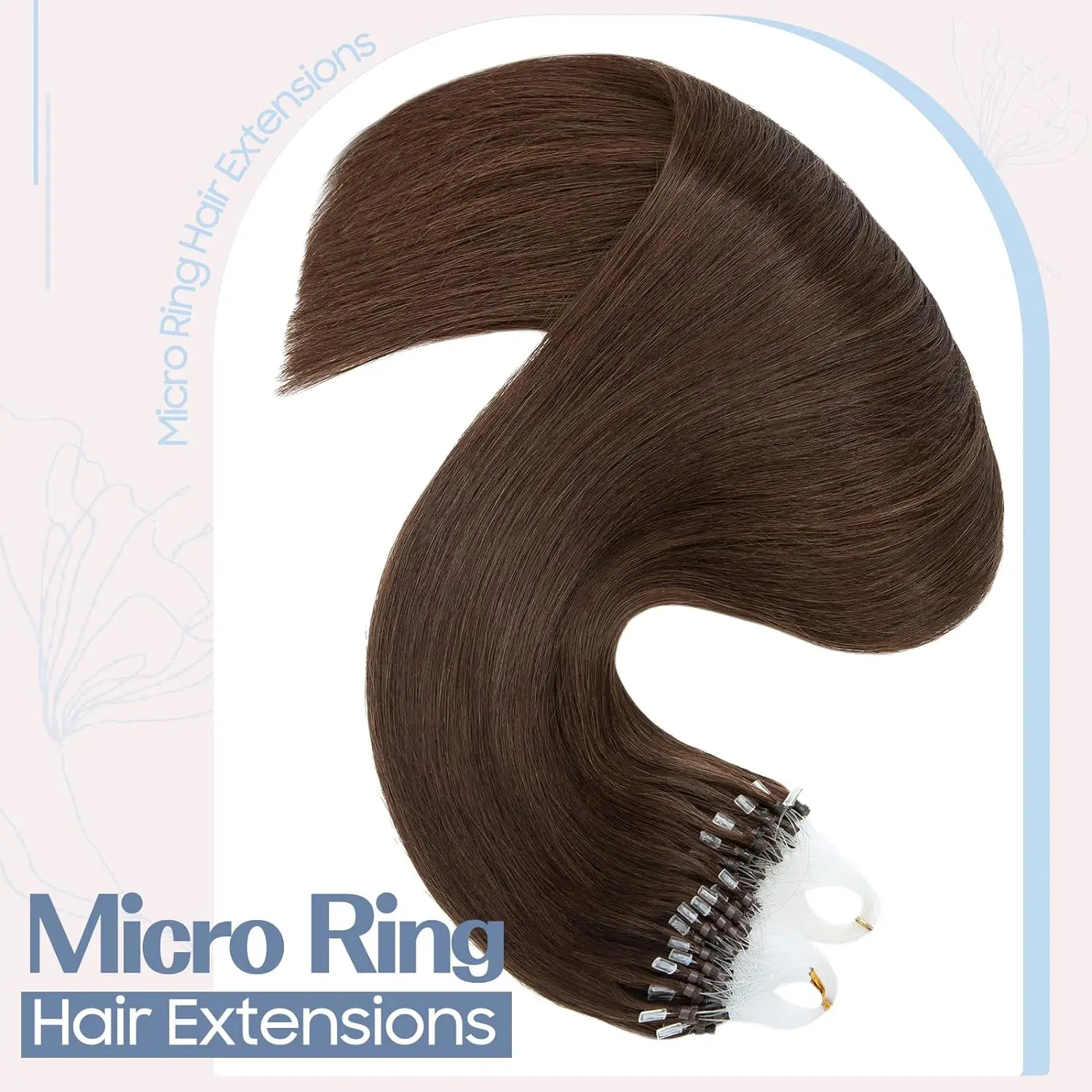 Brown Micro Link Hair Extensions Real Human Hair Micro Ring Hair Extensions #4 Dark Brown Micro Loop Extensions Human Hair