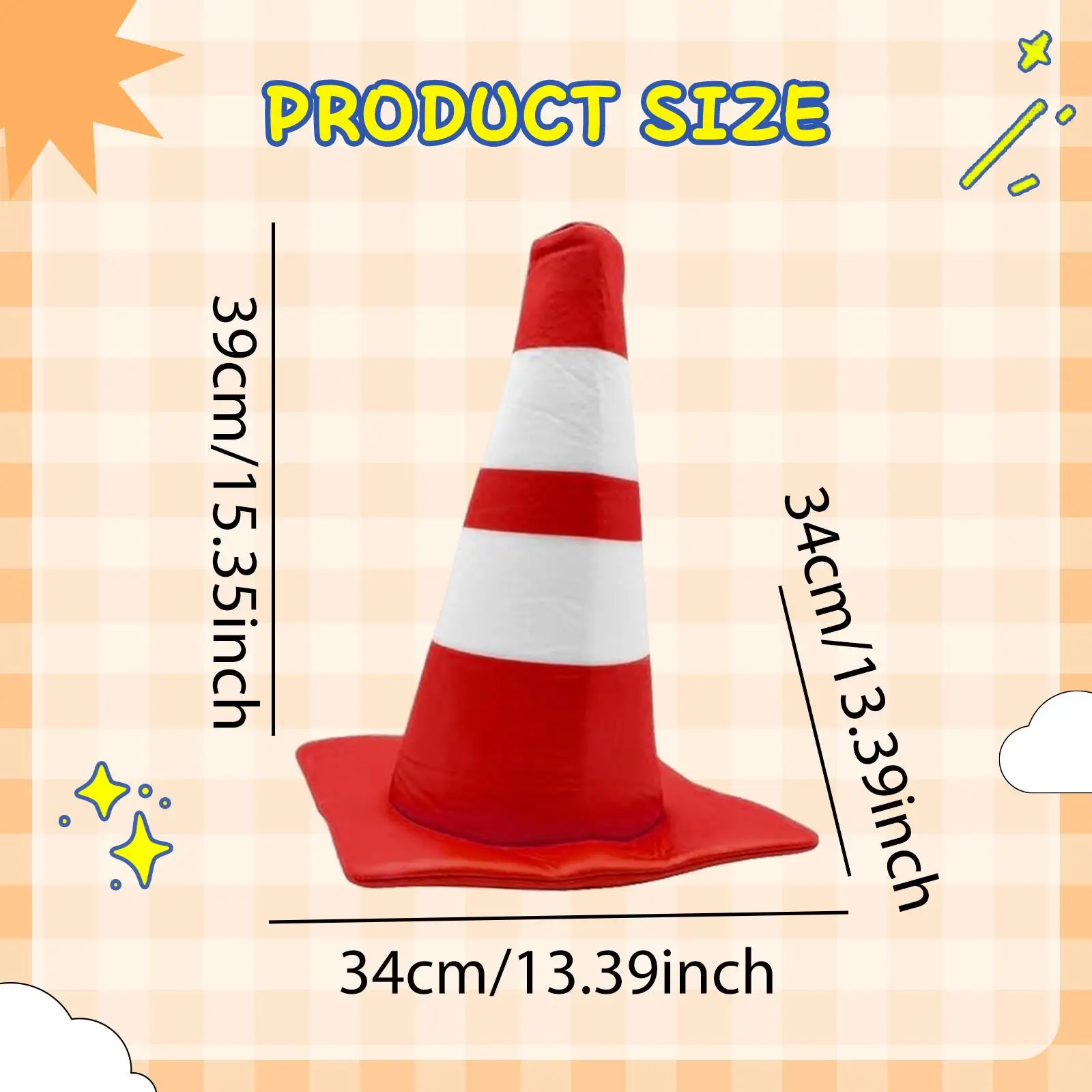 Traffic Cone Hat Fancy Dress Costume Accessory for Show Themed Party Holiday