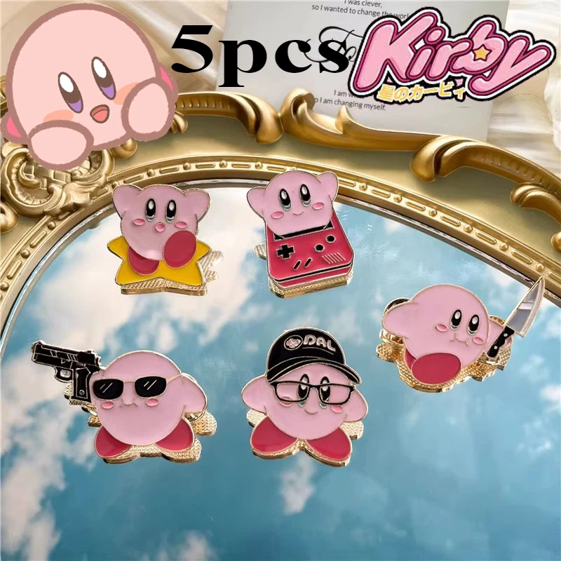 

5pcs Anime Games Kirby Brooch Clothes Lapel Pins Fashion Metal Enamel Pins Badge on Backpack Jeans Birthday Gift for Friends