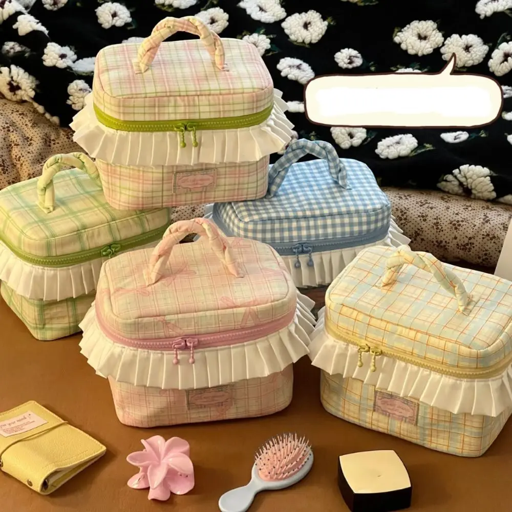 

Storage Bag Dopamine Color Portable Cosmetic Bag Kawaii Square Handheld Cosmetic Case Zipper Organizer Case Toiletry Bag Girls