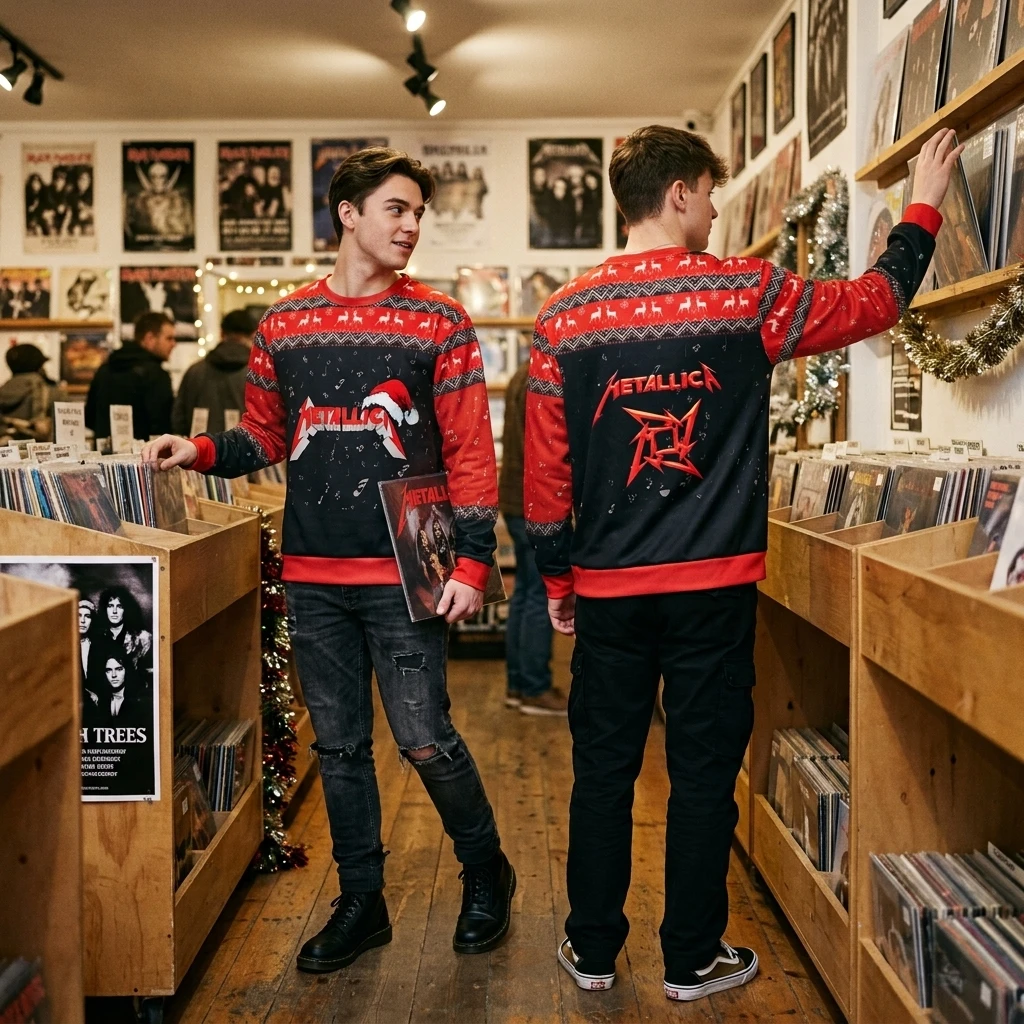 Heavy Metal Rock Music Band Parent-Child Long Sleeve Sweatshirts Ugly Christmas Sweater Print Retro Thrash Punk Vintage Pullover