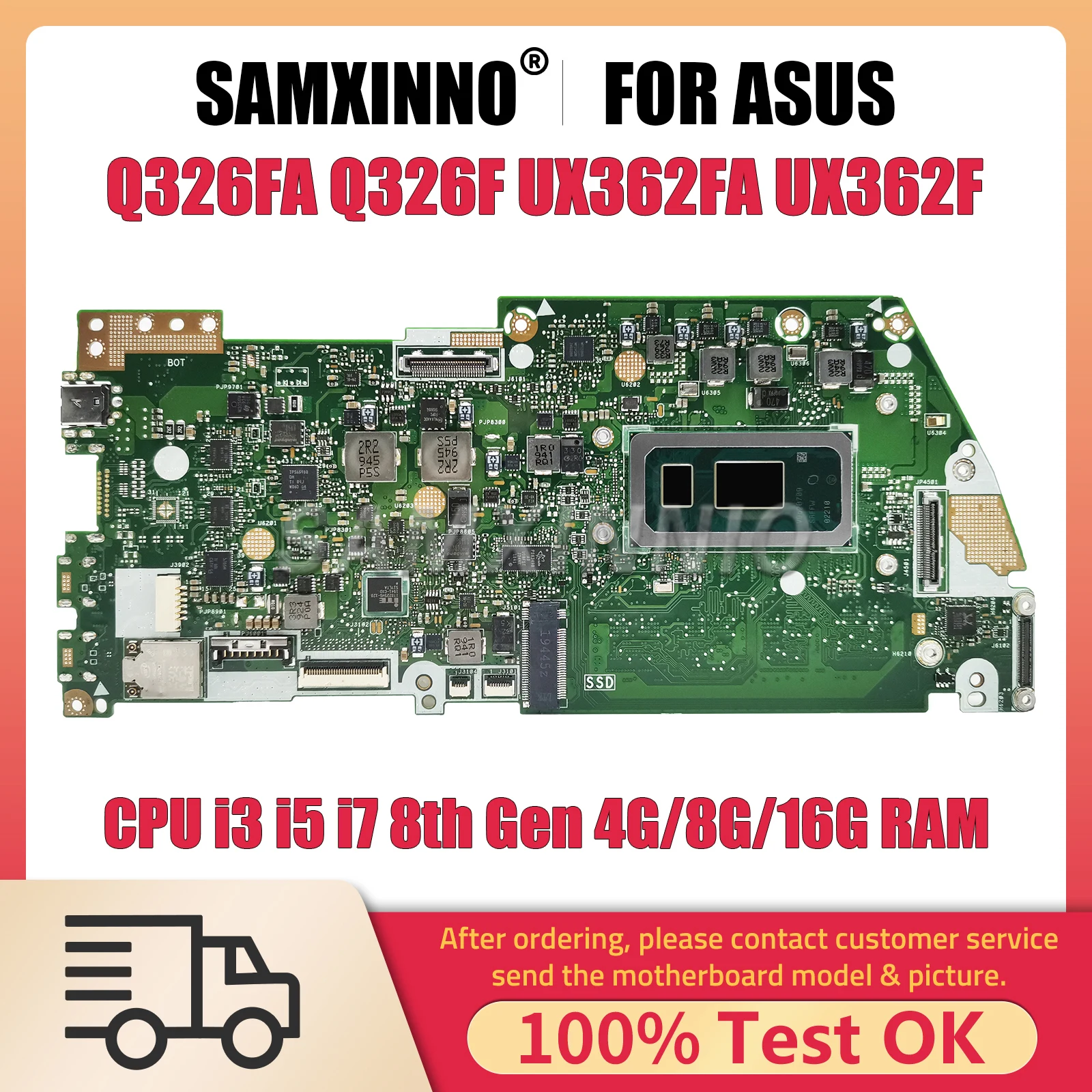 

SAMXINNO Q326FA Материнская плата ASUS Q326 Q326F UX362F UX362FA материнская плата для ноутбука с процессором i3 i5 i7 8-го поколения 4 ГБ/8 ГБ/16 ГБ ОЗУ