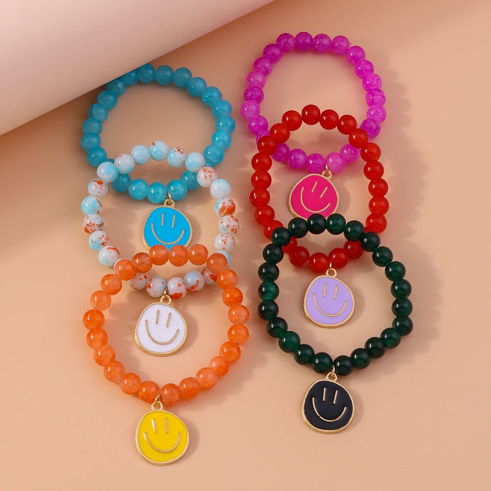 Aihua Böhmisches handgefertigtes buntes Perlenarmband für Frauen, süßes Lächeln-Gesicht, Charms-Armbänder, Mädchen, Party, Urlaub, Schmuck, Geschenke – Detail 2