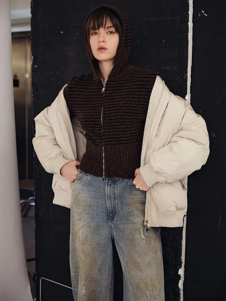 

Женская трикотажная кофта UMILAB с эффектом похудения, повседневная, с двойной молнией, из смесовой шерсти альпаки и шелка, с длинными рукавами, утепленная