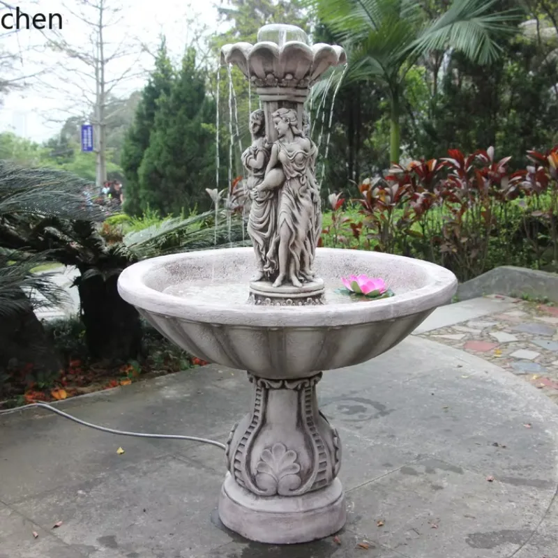 fiberglass sculpture figure running water fountain garden fish pond creative landscape ornament