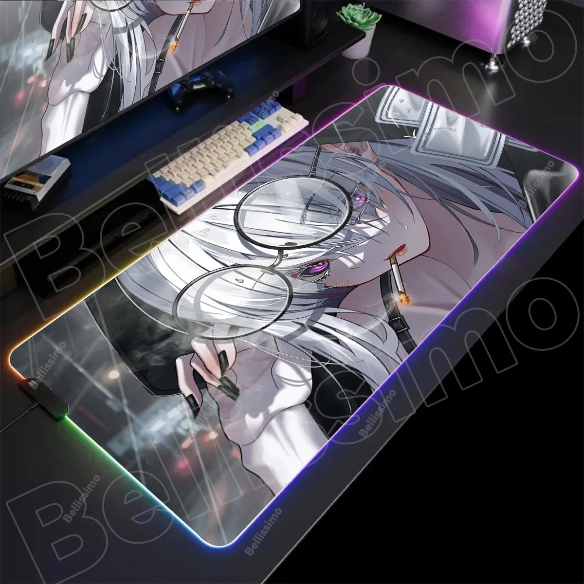 

Коврик для мыши со светодиодной подсветкой Xxl, очки в стиле аниме, коврик для ноутбука для девочек, игровой RGB-аксессуар для ПК, коврик для мыши с подсветкой, геймер, мультяшные настольные коврики, настольный коврик