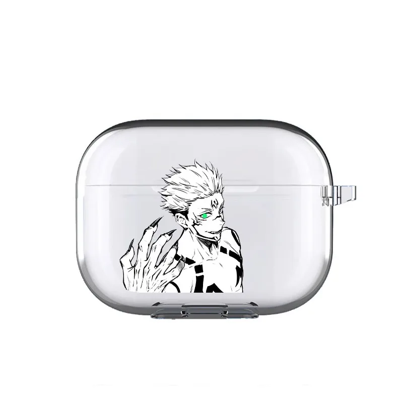 Jujutsu Kaisen Anime Transparent TPU Case for Airpods Pro 2 1 3 Sukuna Gojo Satoru Soft Silicone Cover Bluetooth Earphone Cases