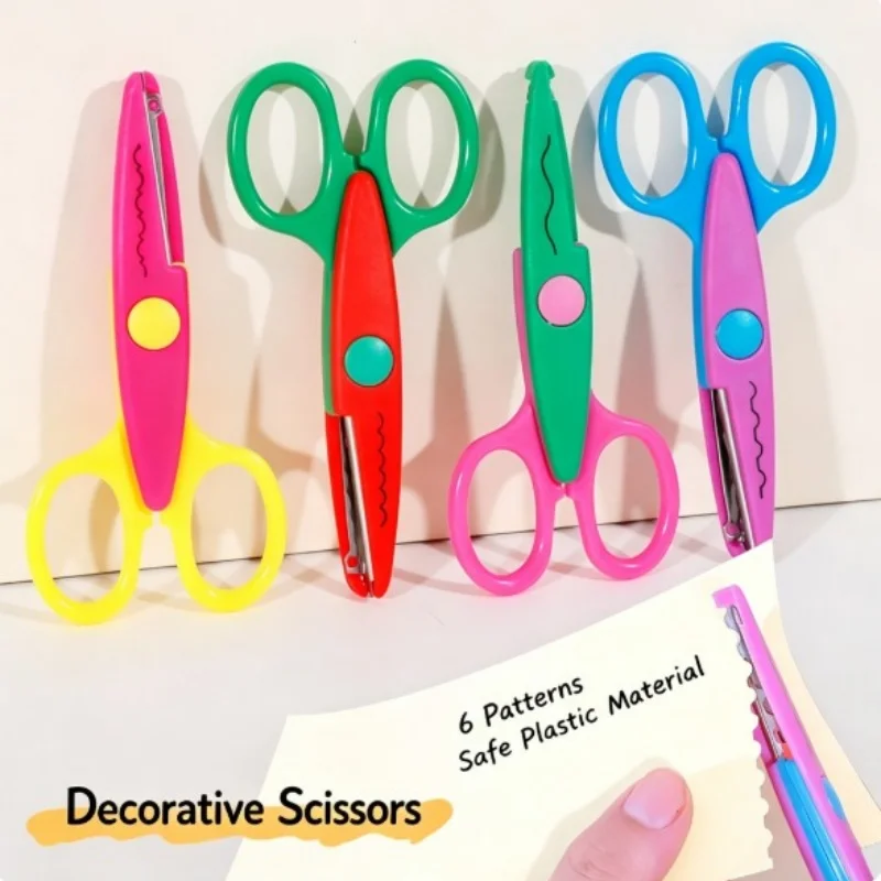 Student DIY Color Album Decorative Lace Scissors Comfortable Hand Scissors Paper Cuttings Scissors Art Safety Scissors