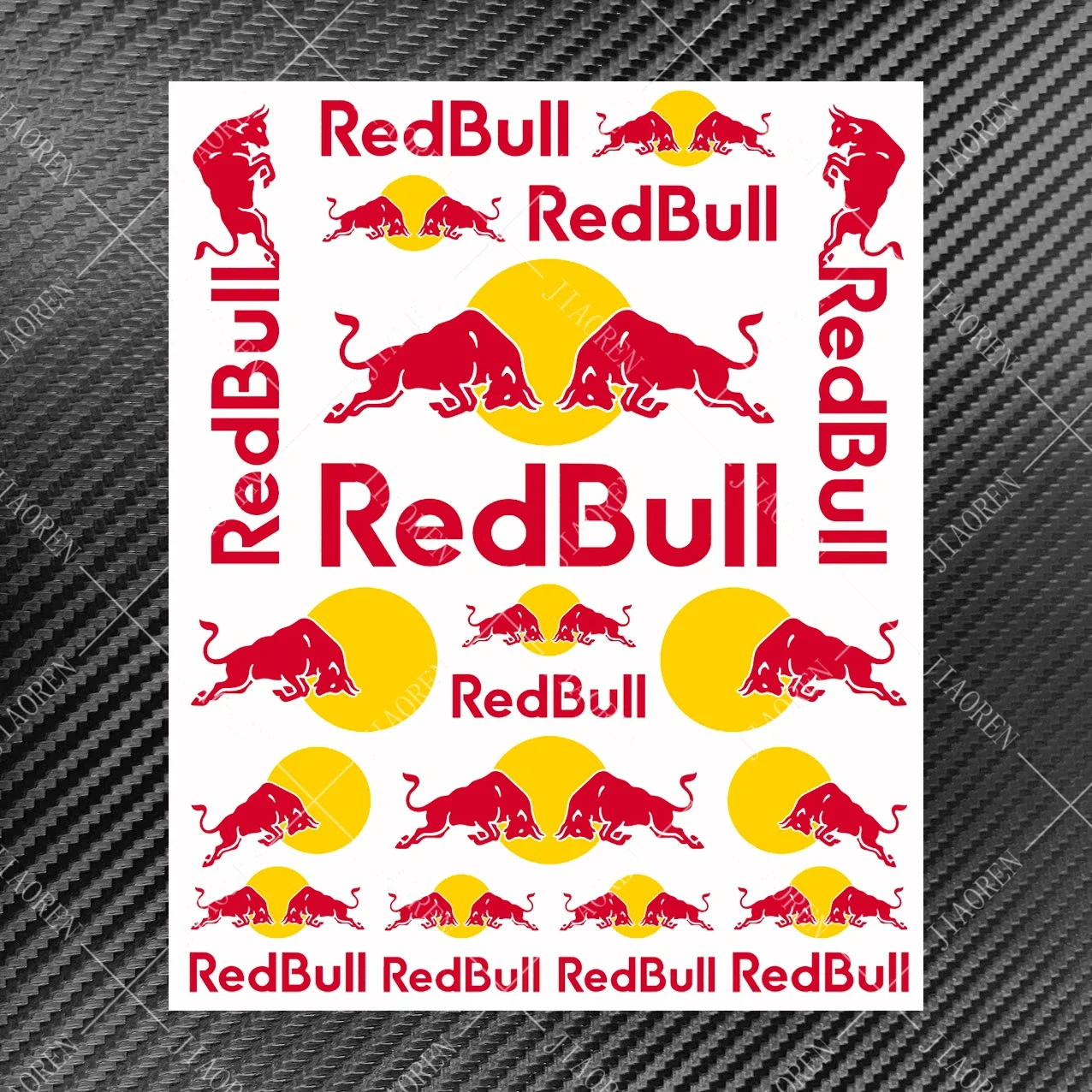 1 Set Red Bull Stickers Logo Motorcycle Helmet Tank Decal