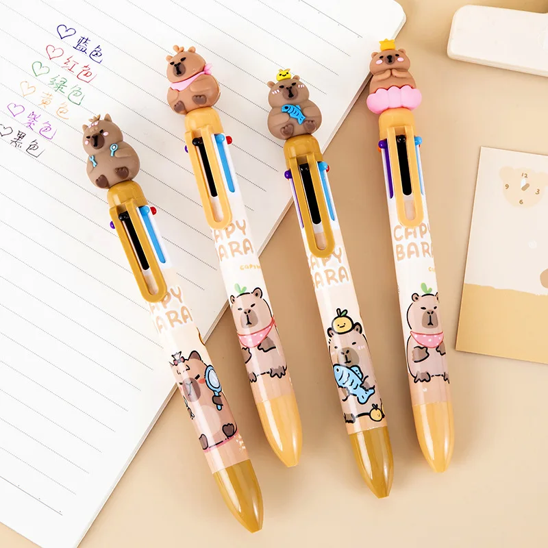 36pcs/lot Cartoon Capybara 4/6 Colors Ballpoint Pen Cute Press Ball Pens Office School Writing Supplies Stationery