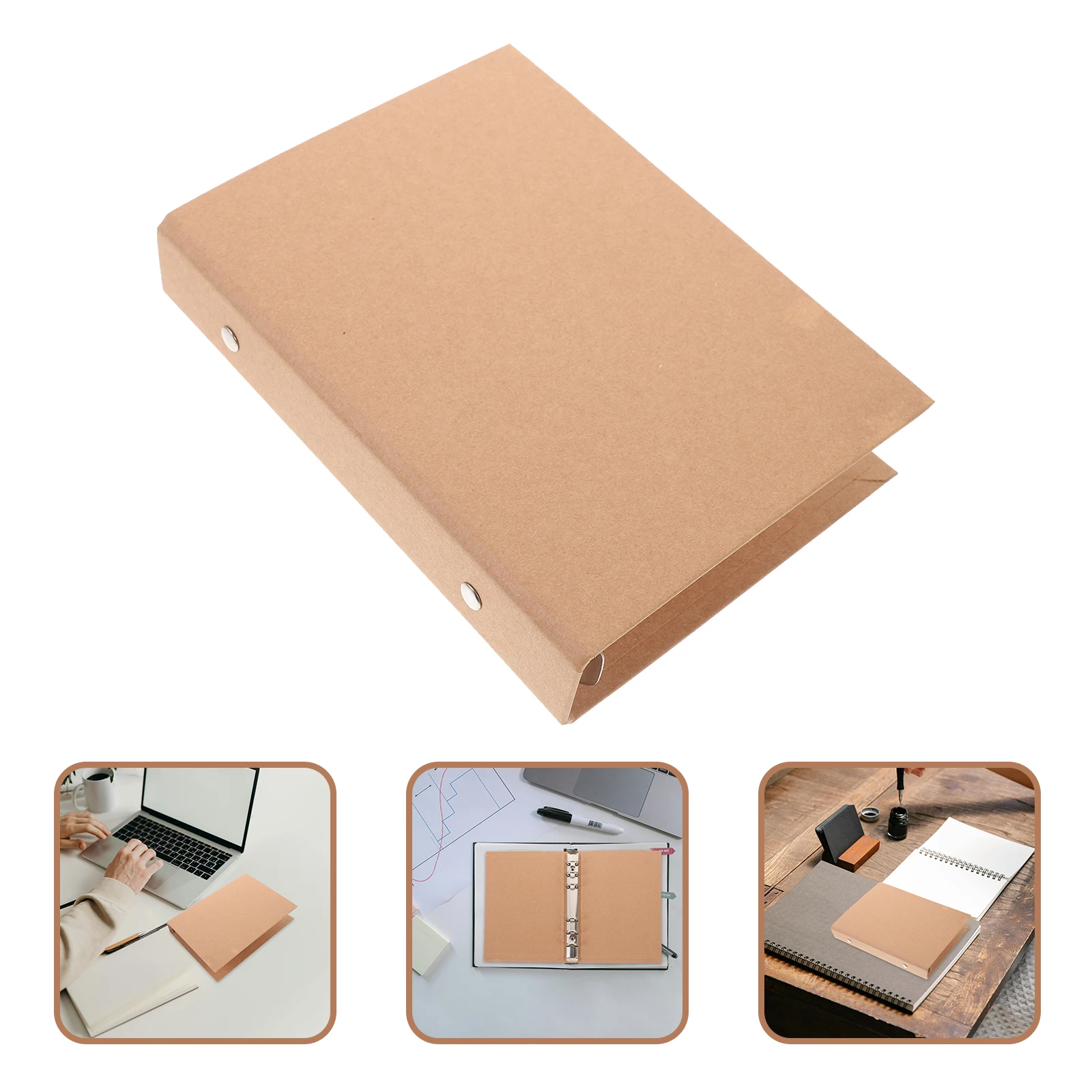 A6 Notebook Shell Kraft Paper Binder Cover Sturdy Anti-Slip for Planner Journal Business Notes Study Scrapbook Organizer