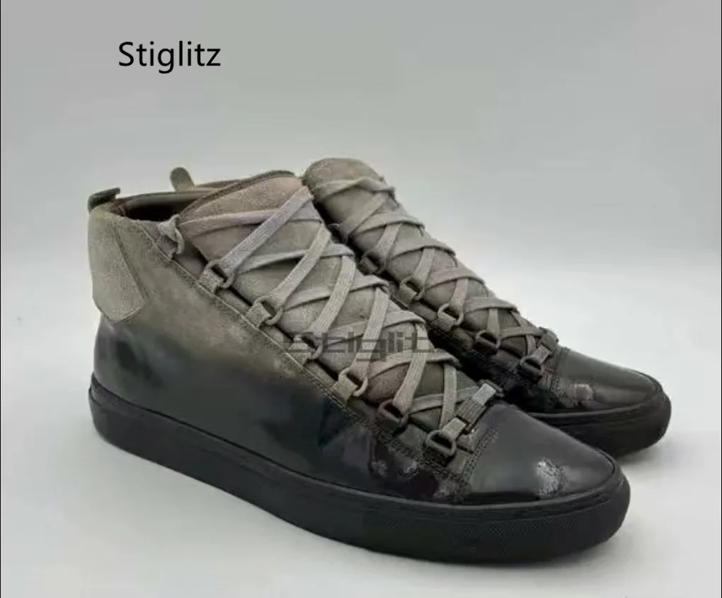 أحذية رياضية مطلية بالرش الأحمر للرجال أحذية رياضية عالية الجودة غير رسمية بألوان مختلطة وأربطة أحذية رياضية عصرية متعددة الاستخدامات للرجال #6