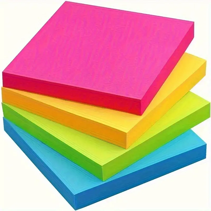 300pcs Self-Adhesive Sticky Notes in Vibrant Neon Colors,Perfect for Organizing at School,Home,And The Office.Fluorescence color image 5