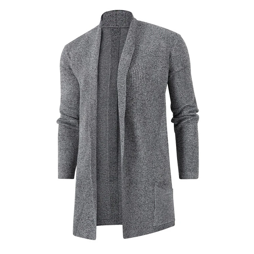 Autumn Winter Men's Cargo Sweaters Fashion Man Mid Long Knitted Sweater Coats Mens Slim Fit Knitted Cardigan Jackets Clothing