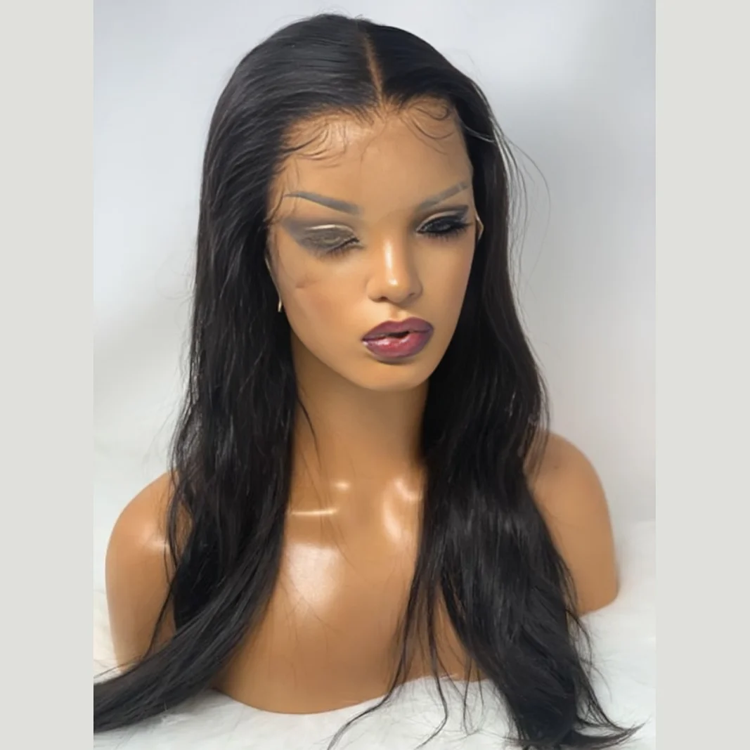 Peruca frontal do laço transparente para mulheres, cabelo brasileiro, osso preto reto, 13x4, 30 ", 13x6 HD, cabelo humano, escolha