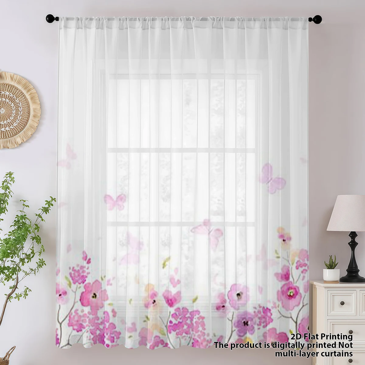 Floral Sheer Curtain, Good Quality Privacy Modern Voile for living Room Bedroom Decoration, Mother's Day Gift, Machine Washable