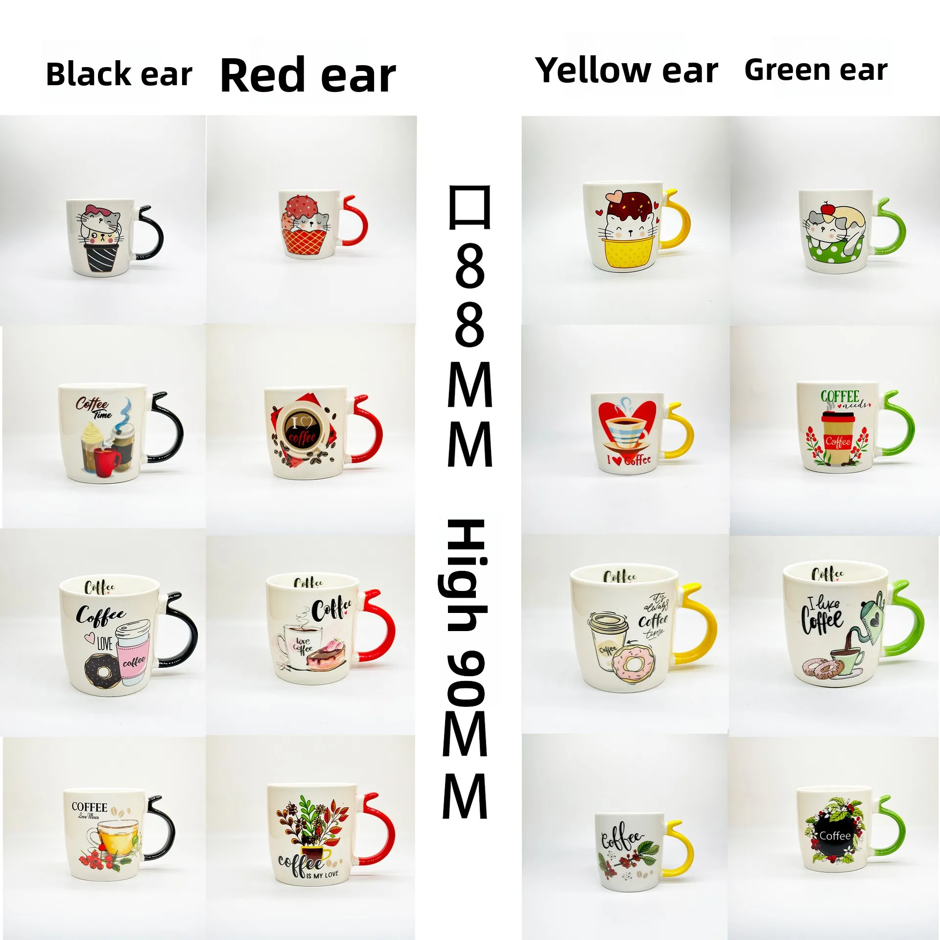 Creative Cute Cat Ceramic Mug, Colorful Handle Coffee Mugs, Office Breakfast Milk Cups, Holiday Gift Tea Cup, Couple Kawaii Cup