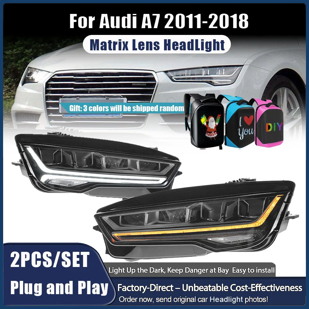 

Автомобильные фары для Audi A7 2011-2018, высокая настройка, матричный стиль, дизайн, светодиодные фары в сборе, обновление DRL Accesorios