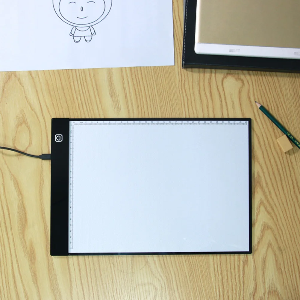 

A4 LED Light Copyboard Ultra Slim Portable Drawing Board for Calligraphy Animation Stencil Design Precise Scale USB Cable Black