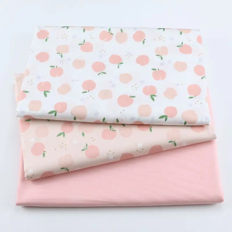 Peach Print Cotton Twill Fabric Patchwork Textile Cotton Fabric DIY Sewing Quilted Baby Fat Dormitory Bed Sleep Fabric Materials