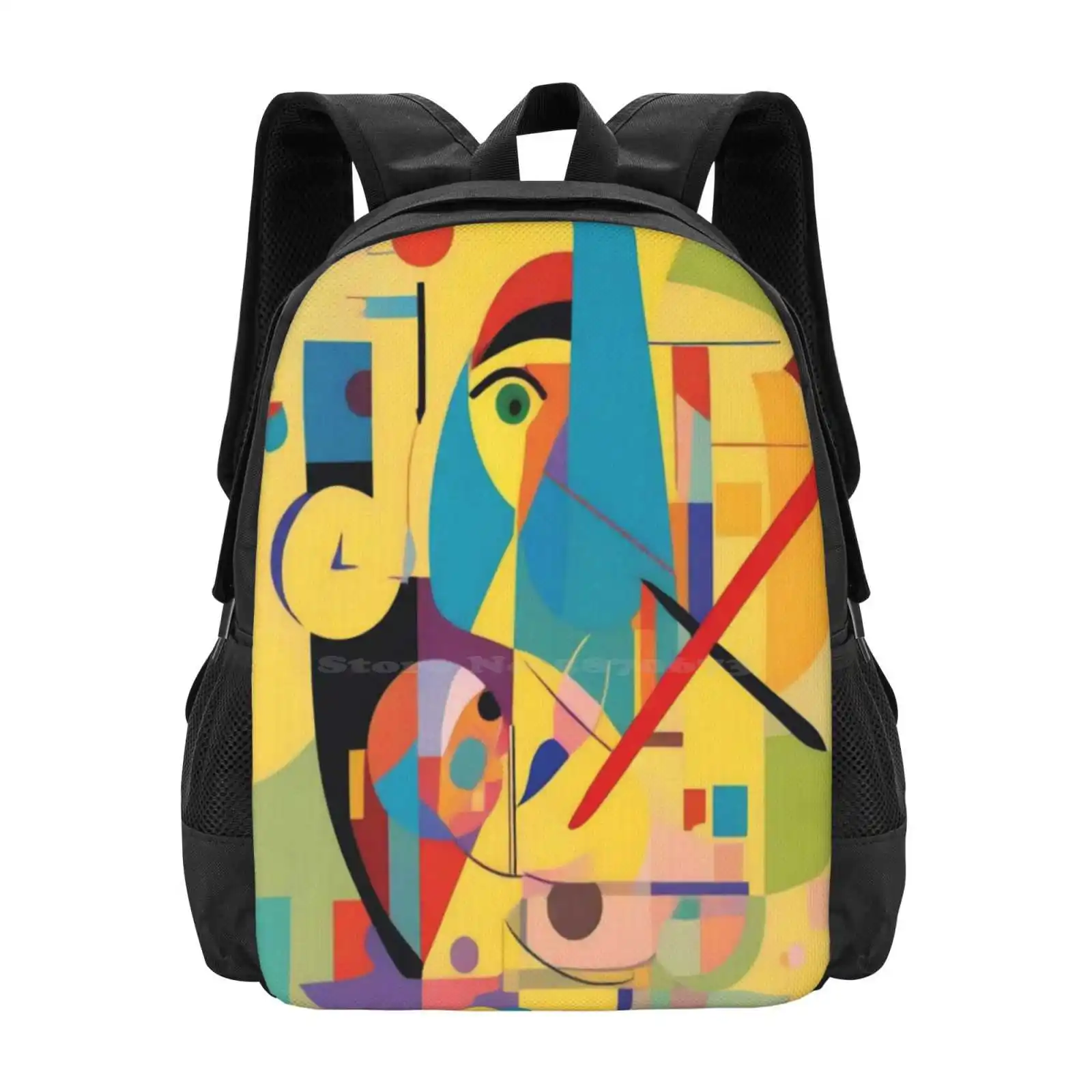 Colors And Geometric Hot Sale Schoolbag Backpack Fashion Bags Abstract Geometric Colors Whimsical Composition Movement Balance