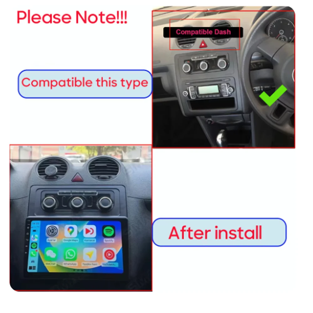 For VW Volkswagen Caddy 2010-2016 Video Player Android Auto Car Radio GPS Navigation WIFI Multimedia Stereo Carplay No 2din DVD