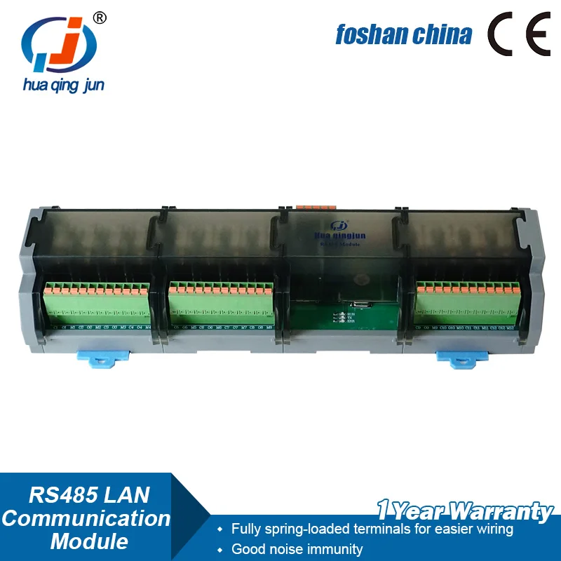 Huaqingjun Módulo de relé LAN RS485 de 12 canales Modbus RTU TCP RJ45 Ethernet QJ-12O1Z-T4L Placa de relés para automatización IoT