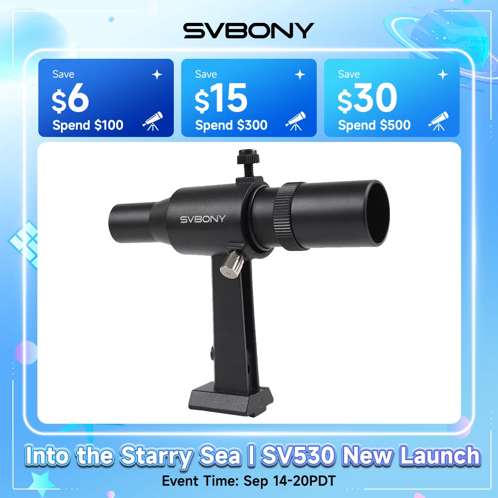 SVBONY SV182 Positive Straight 6X30 Metal Star Finder for Astronomical Telescopes with Stand Achromatic 2-element Lens Design