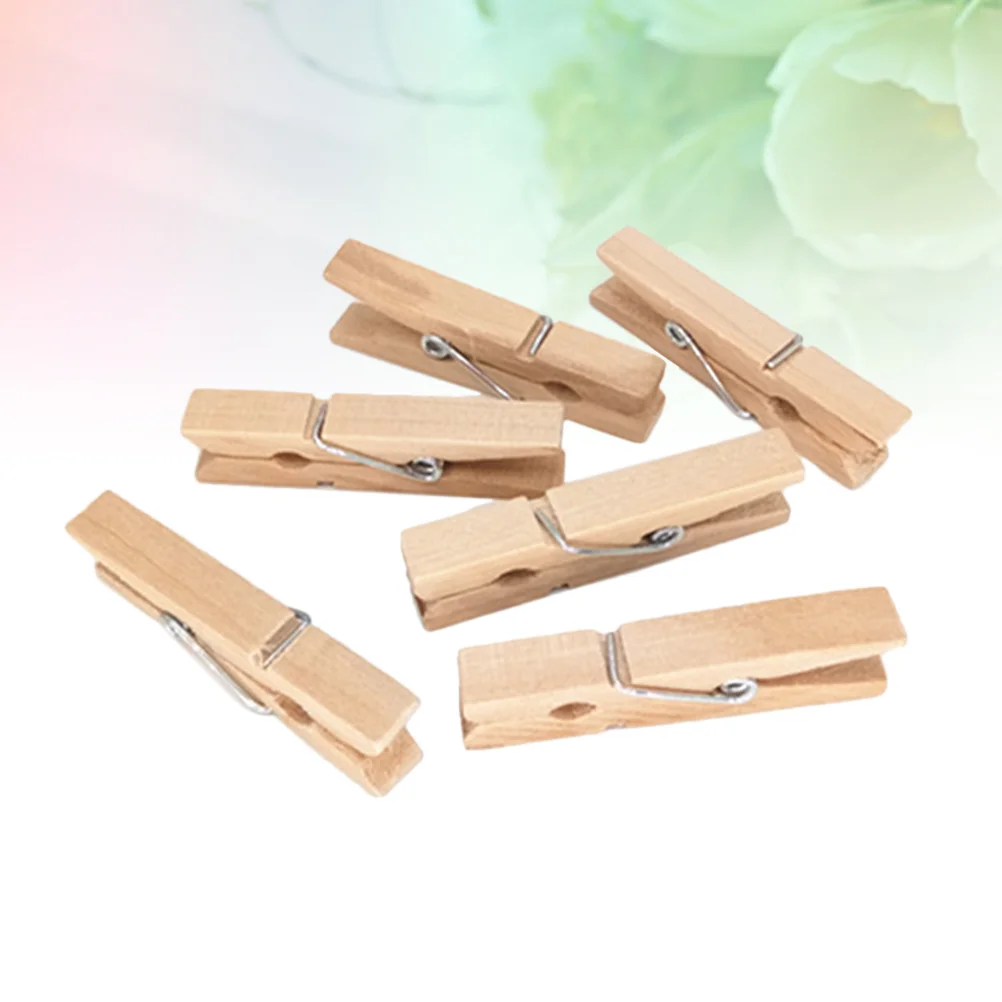 30Pcs Natural Wooden Photo Clips Mini Clothespins Multi-function Paper Message Pegs(3x04cm) wooden clips