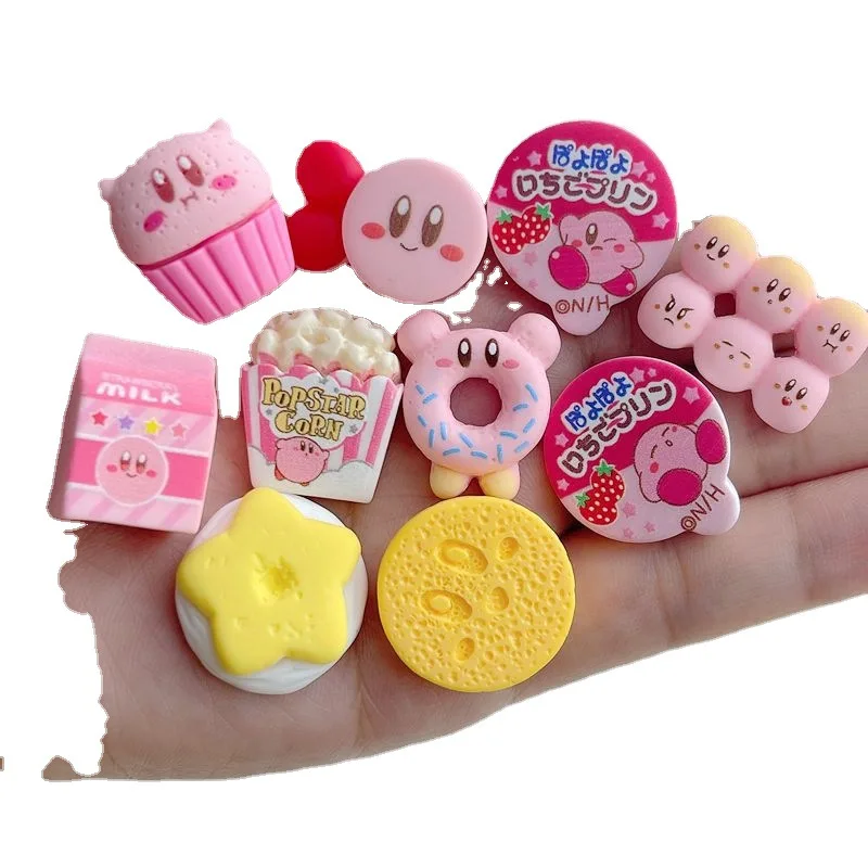 5pcs Matte Kirby Cartoon Resin Accessories Photo Frame DIY Mobile Phone Case Junk Charms Handmade Resin Flatback Cabochon