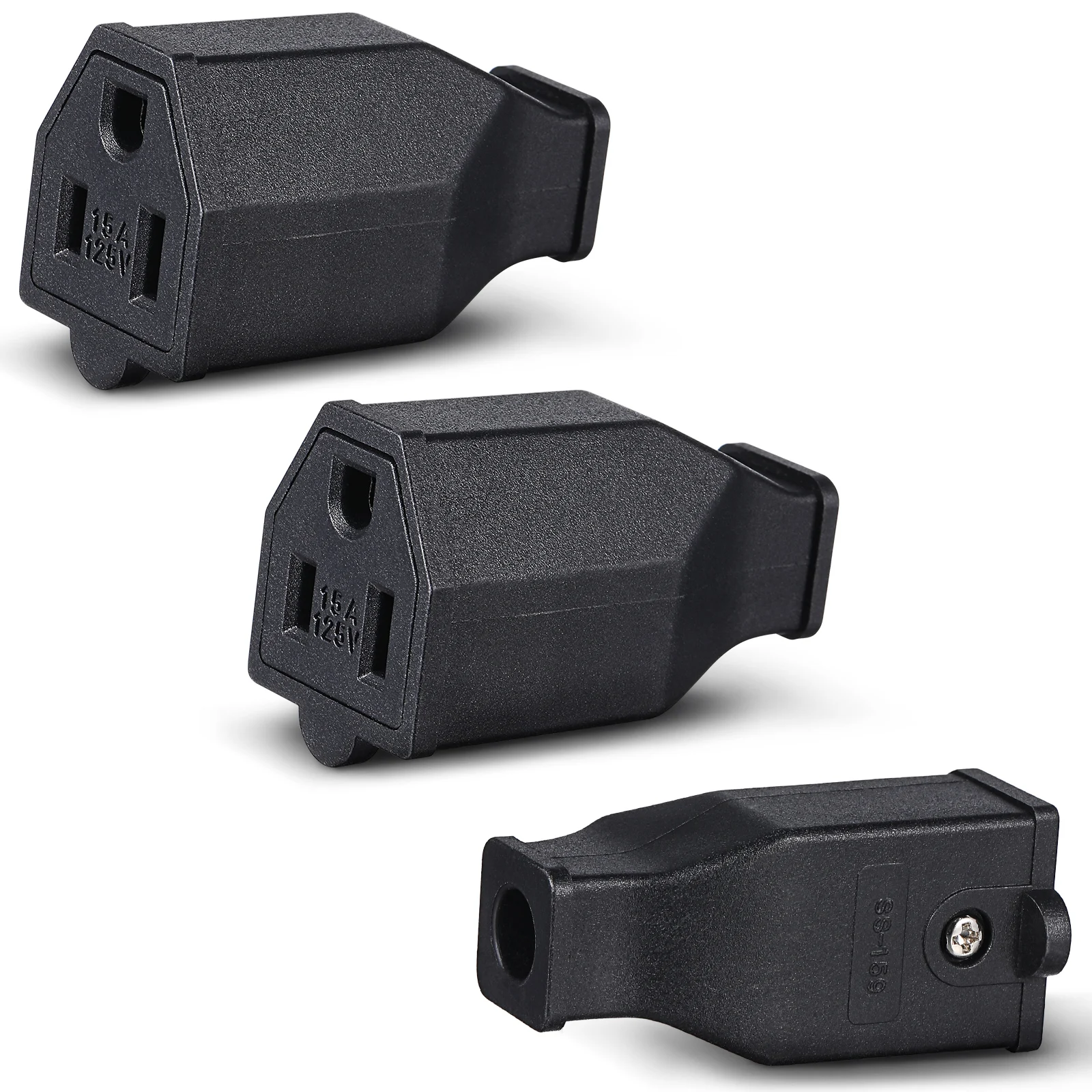 

3Pcs Extension Cord Ends Female 3 Prong Plug Replacement Electrical Replacement Plug for Home Office Industrial Use