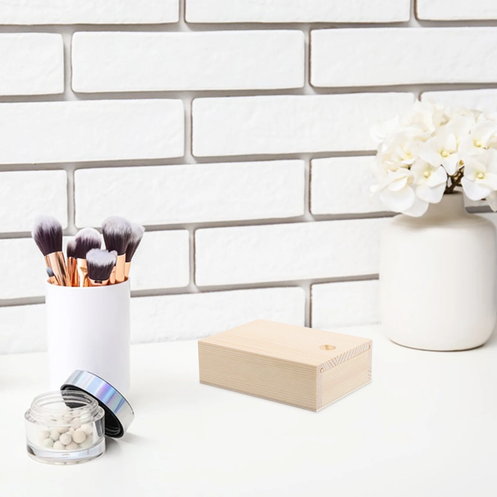 

Wooden Box Slide Lid Small Storage Box Natural Wood Card Jewelry Organizer Case Compact Travel Home Use Wood Storage Boxes