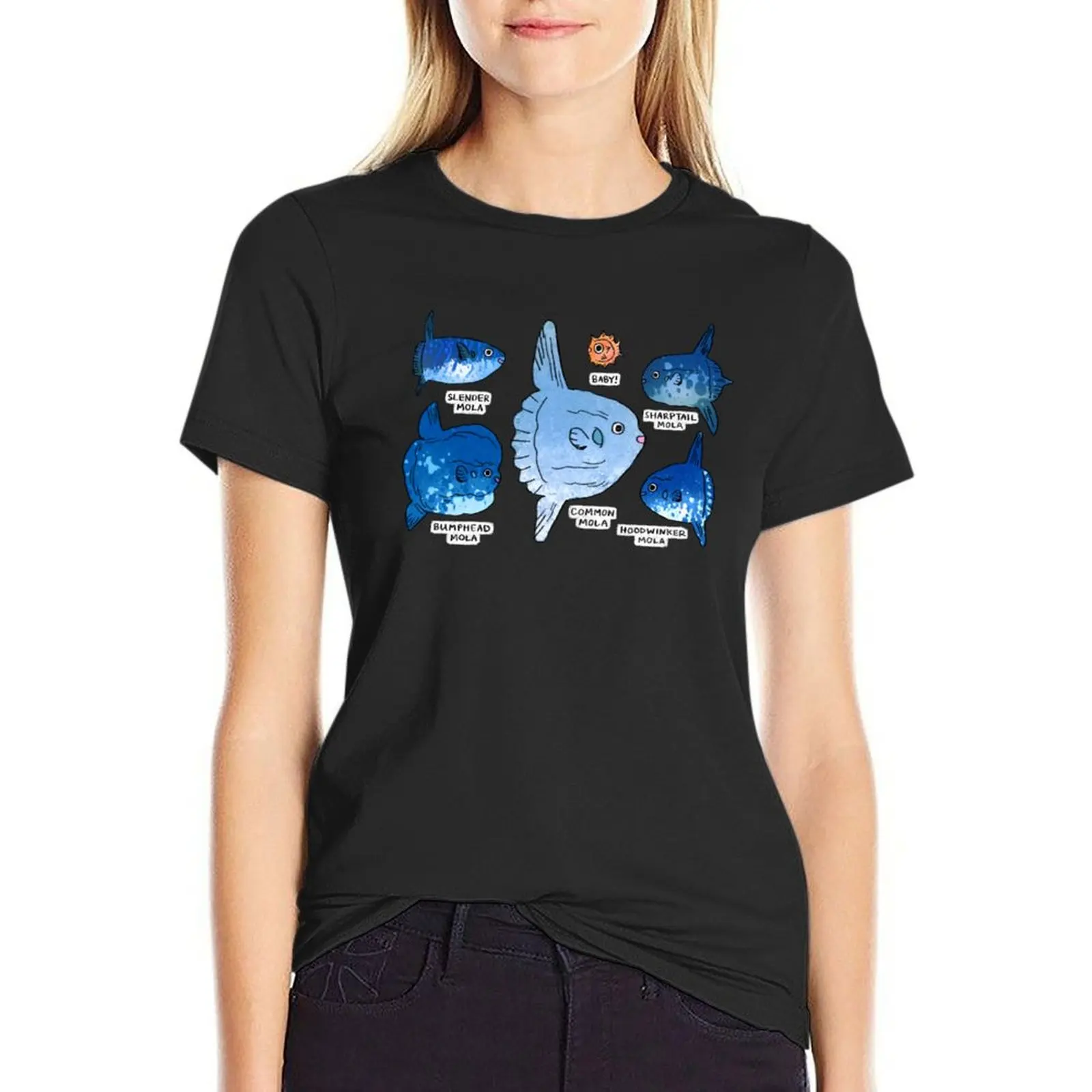 

Types of Mola Mola T-Shirt sweat cute tops animal print Woman T-shirts