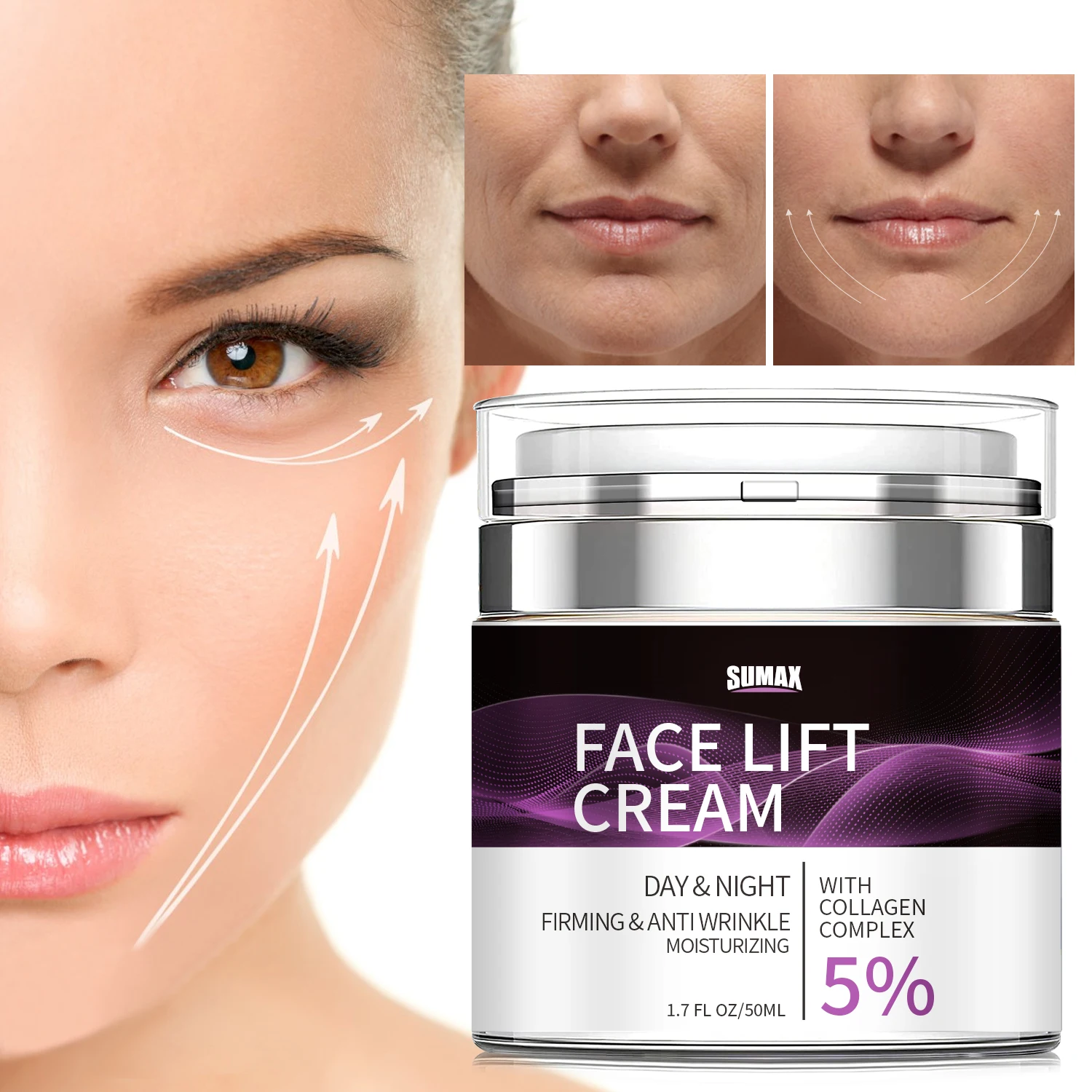 SUMAX Instant Face Lift & Firm Skin Cream 50ML Whitening and Brightening The Skin Sustainable Face Lifting Reduces Fine Lines