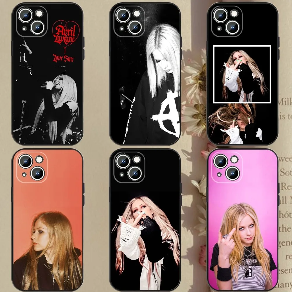 Avril-S Lavigne Coque   Phone Case For Apple iPhone 15,14,13,12,11,XS,XR,X,8,7,Pro,Max,Plus,mini Silicone Black Cover