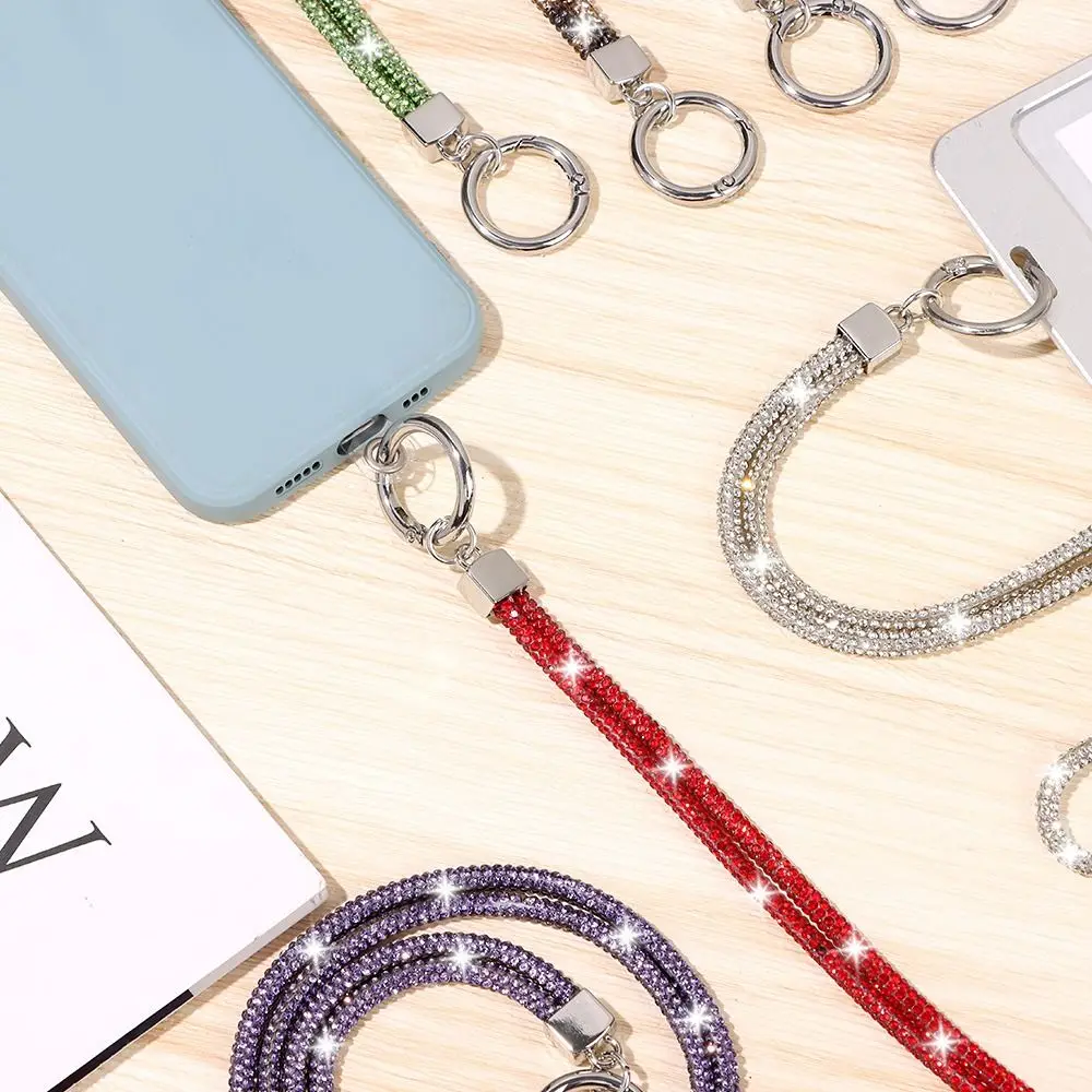 Glitter Bling Bling Bright Crystal Anti-lost Rope Hanging Cord Chain Straps Rhinestone Phone Lanyard