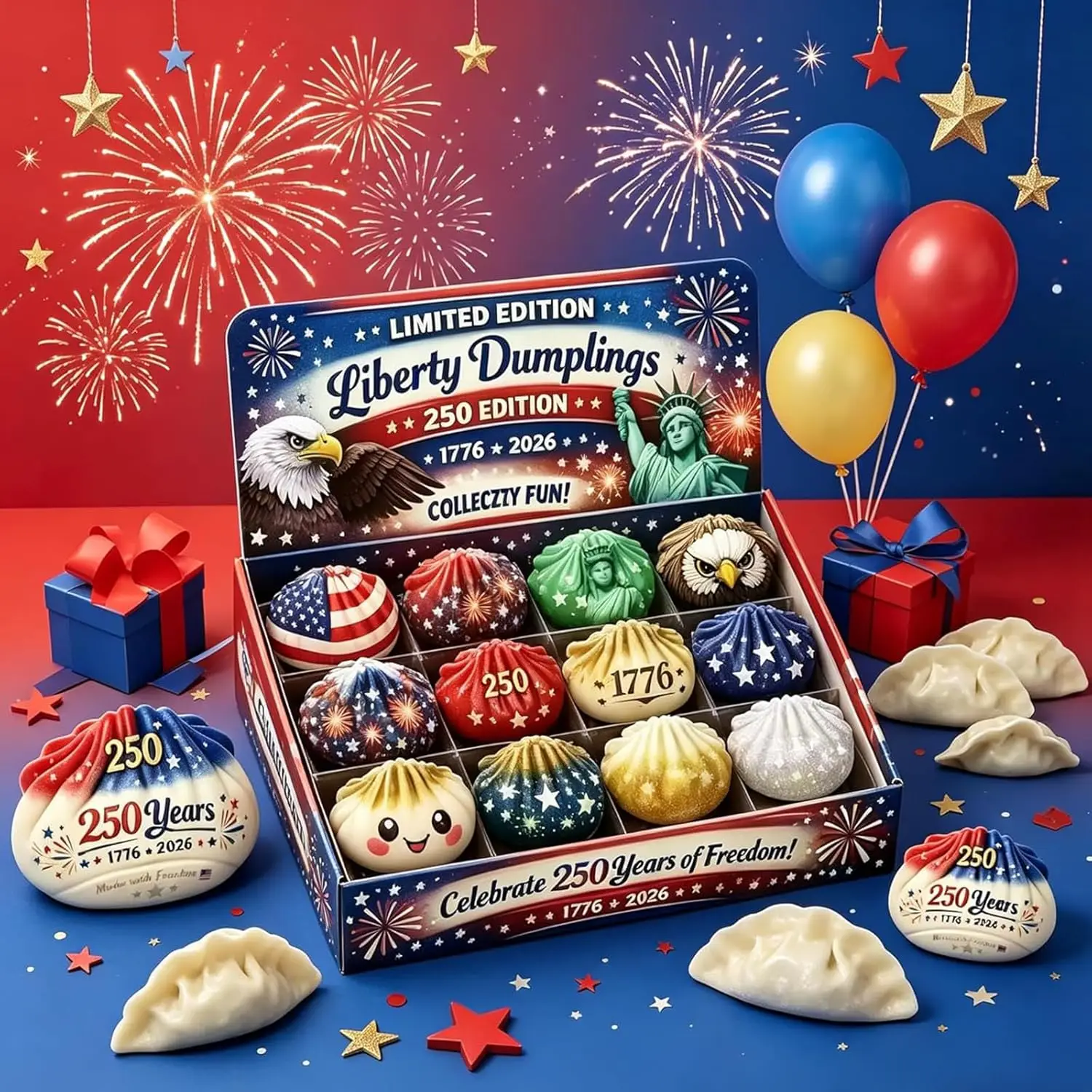 12pcs 2026 Upgraded Glitter Dumpling Squishy Soft Squeeze Stress Balls Stretchy Desk Decoration With Steamer Holiday Gift