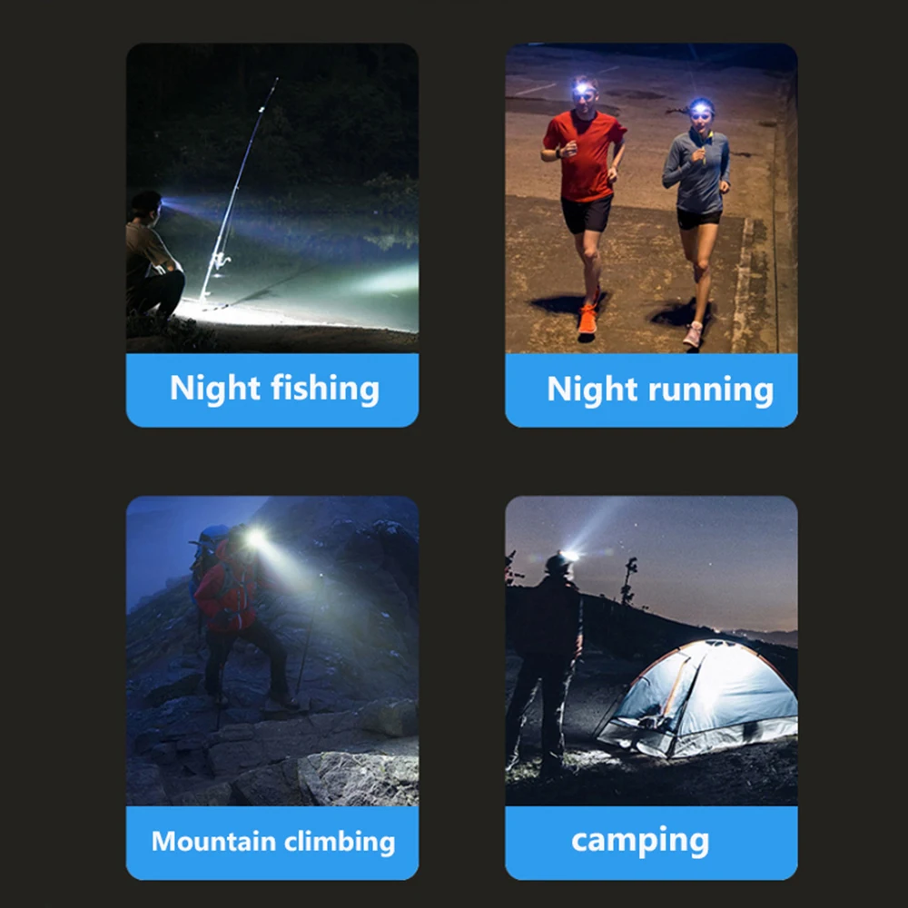 Search Light New Red and White Light Source LED COB Headlight Outdoor Strong Light USB Charging Headworn F Charging Work Lights