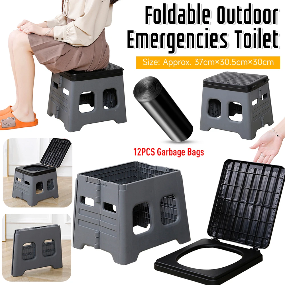 مقعد مرحاض تخييم محمول مرحاض سيارة قابل للطي مرحاض تخييم خفيف الوزن قابل للطي للاستخدام في حالات الطوارئ للبالغين والأطفال