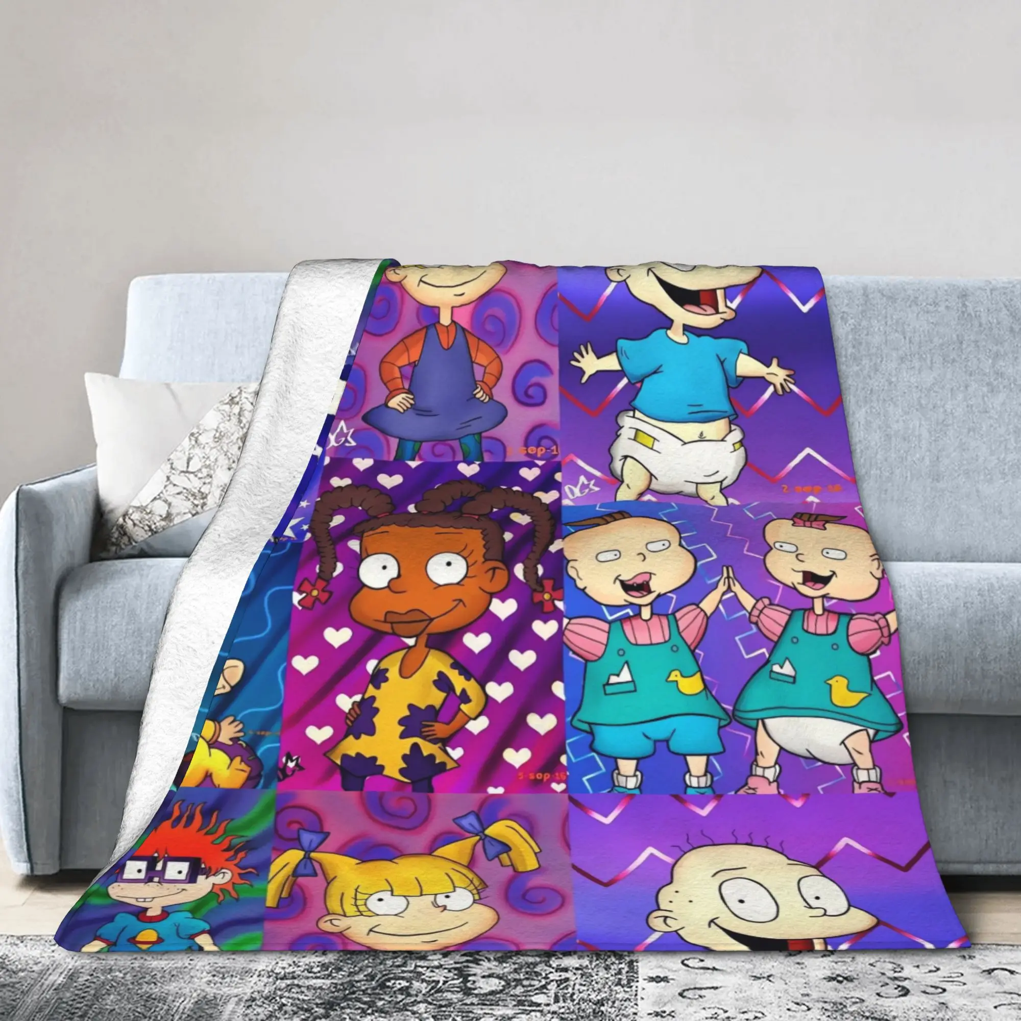 Rugrats Group نمط بطانية لينة الدافئة نمط أفخم رمي بطانية للسفر في الهواء الطلق الفانيلا المفرش غطاء السرير