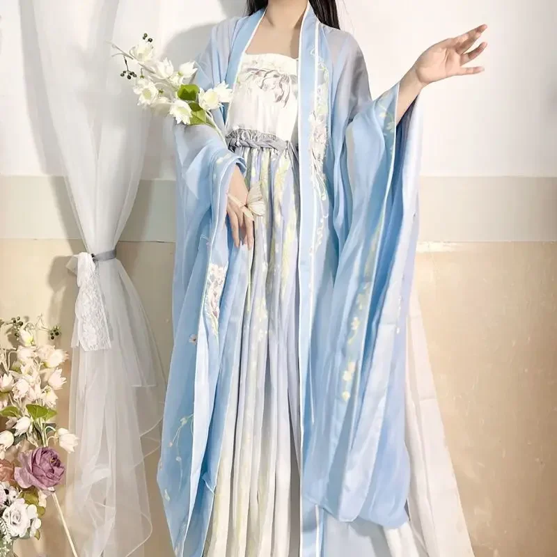 Chinese Women Female Carnival Cosplay Costume Ancient Traditional Green Blue Purple Hanfu Dance Dress MN1