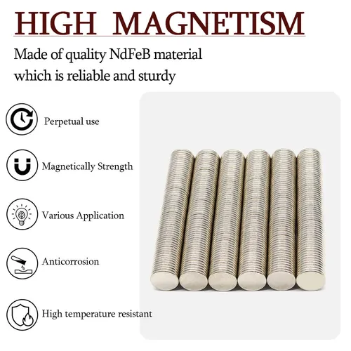 Imagen 2 del producto Imán de neodimio redondo súper fuerte de 15mm x 2mm, imanes potentes N35, pequeño imán magnético permanente para refrigerador NdfeB, 15x2