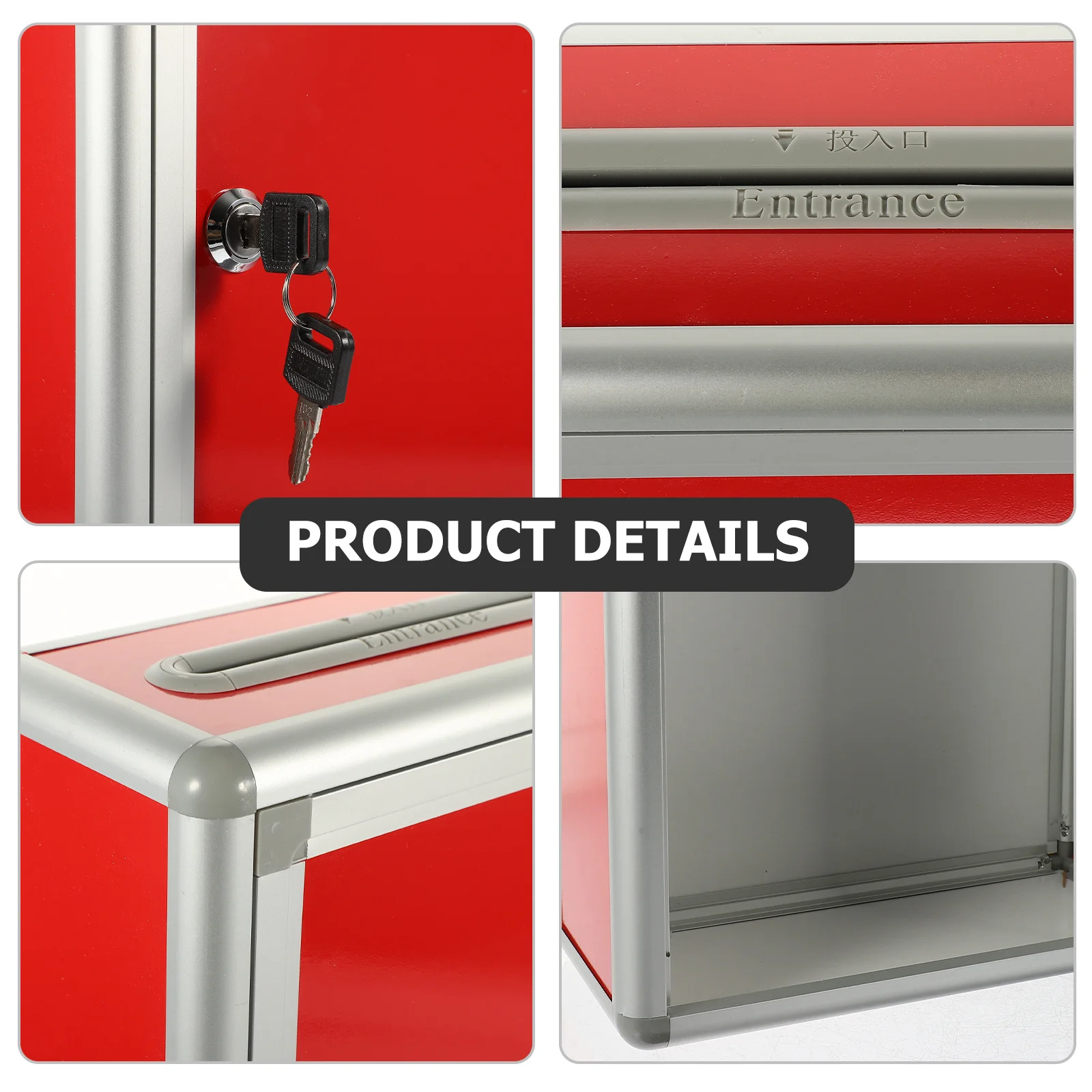 Wall Mount Mailbox Aluminum Alloy Locking Letter Box Suggestion Box Vintage Style for Office School Home Use Wall Mount Mailbox