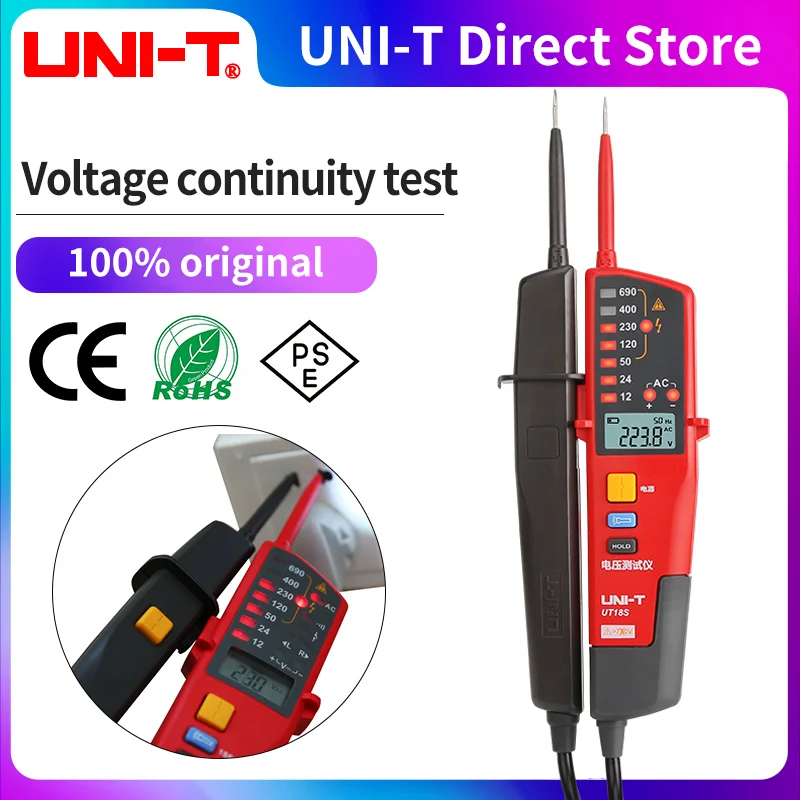 Uni-t Ut18s Testador de Tensão Sonda Volt Indicador Medidor Trifásico Sequência Continuidade Detector de Tensão Multímetro Digital