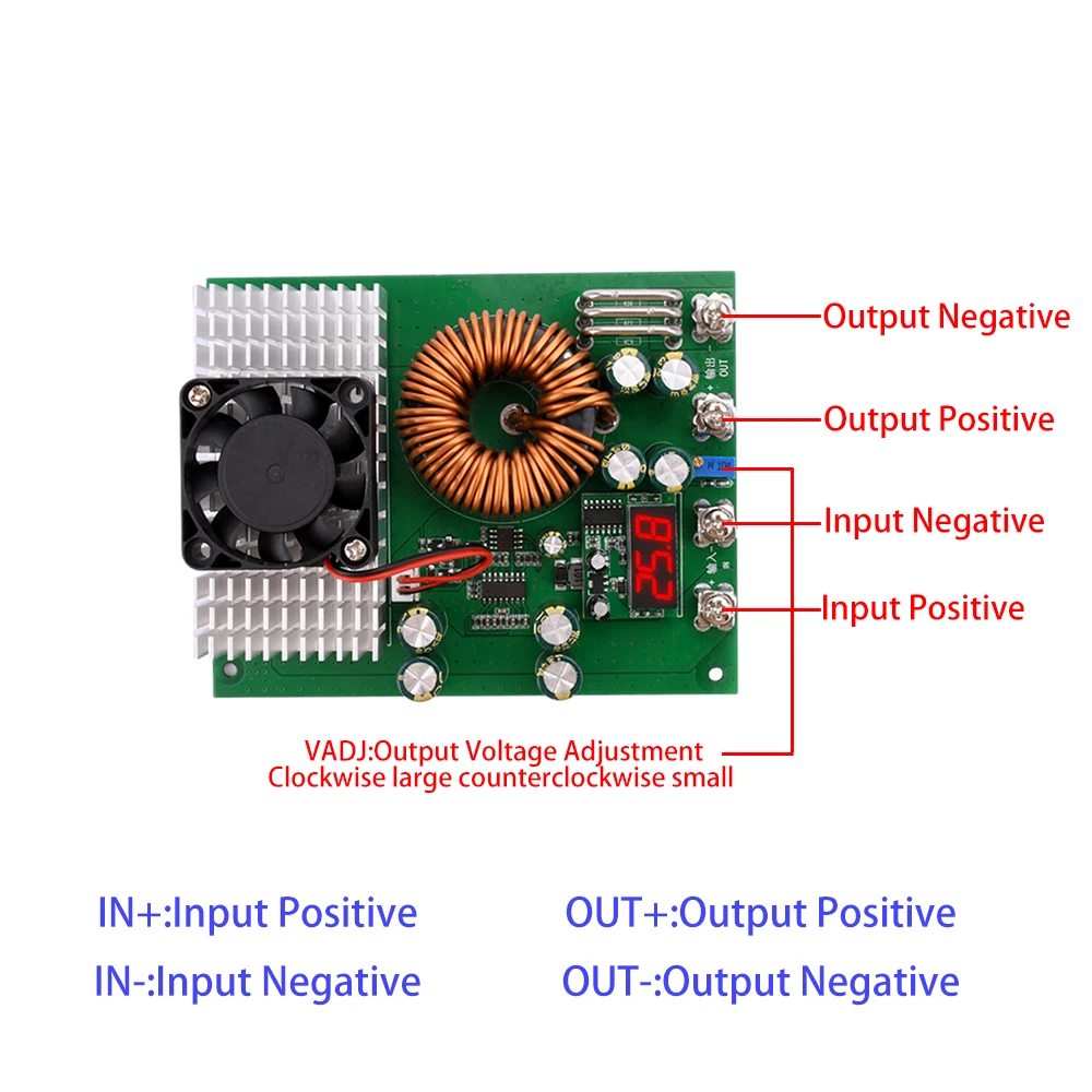 1000W 50A DC-DC Buck Converter DC 25V-90V Adjustable Step Down Power Supply Module With Digital Display Wide Voltage Regulators