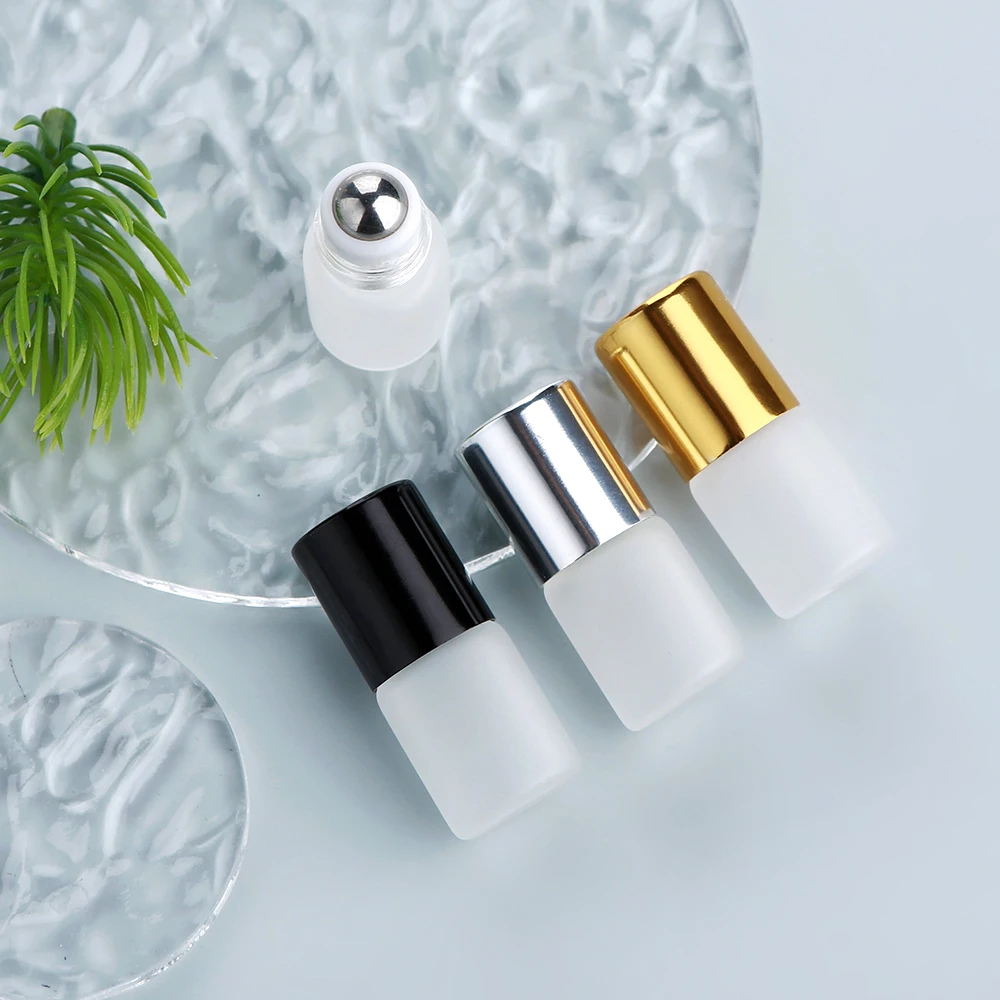 100/200Pcs 2ml Frosted Glass Perfume/Essential Oil Roller Bottles, Mini & Portable, Travel Refillable Bottles, Reusable