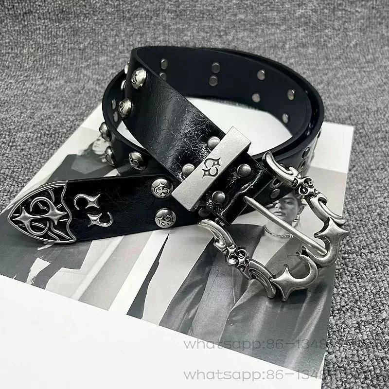 2026 New American Retro Old Engraved Metal Belt, Gram Willow Nail Belt, The Same for Men and Women --105cm